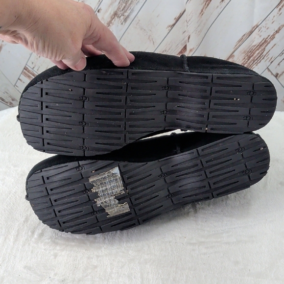 UGG Clog Cottage Black Suede Platform Wool Lined Slip-on Mule 1143834 - Picture 9 of 9